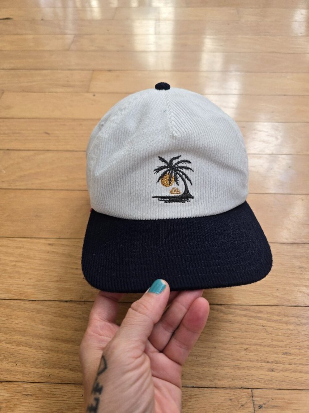 Quiksilver | Palm Tree Sunset Cream Two Tone Corduroy Snapback Trucker Hat